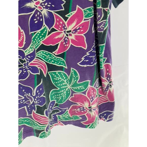 SALTY DOG Men's Vintage Purple/Pink/Green Floral Print Short Sleeve Polo SZ M - Picture 6 of 12